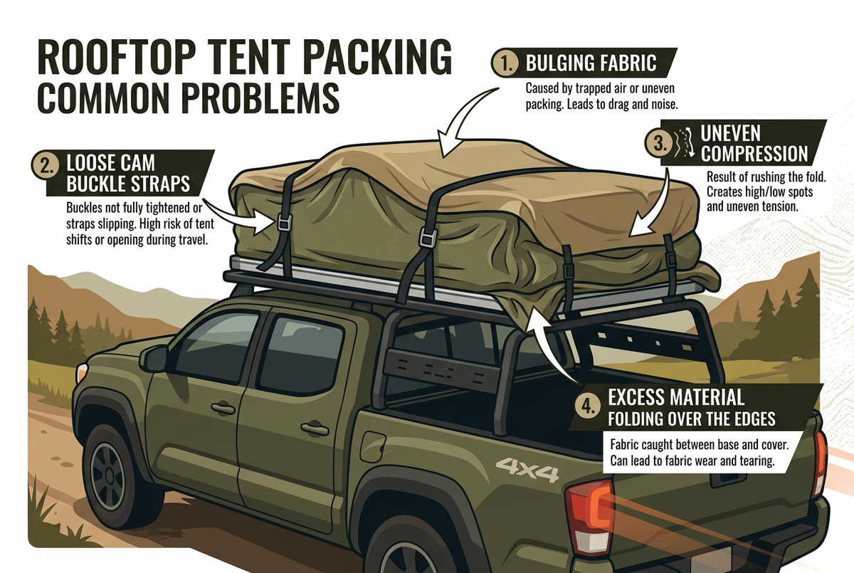 Why Is a Soft Shell Rooftop Tent Difficult to Pack and Secure?